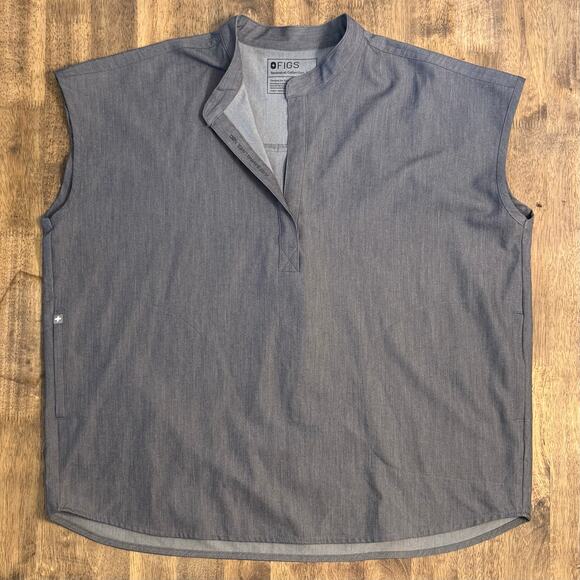 FIGS Rafaela Oversized Scrub Top Short Sleeve Graphite Women’s Size Large - Picture 3 of 9